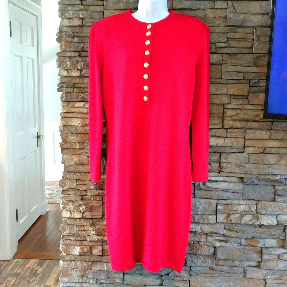 St. John Collection by Marie Gray Red Mid Length Sweater Dress